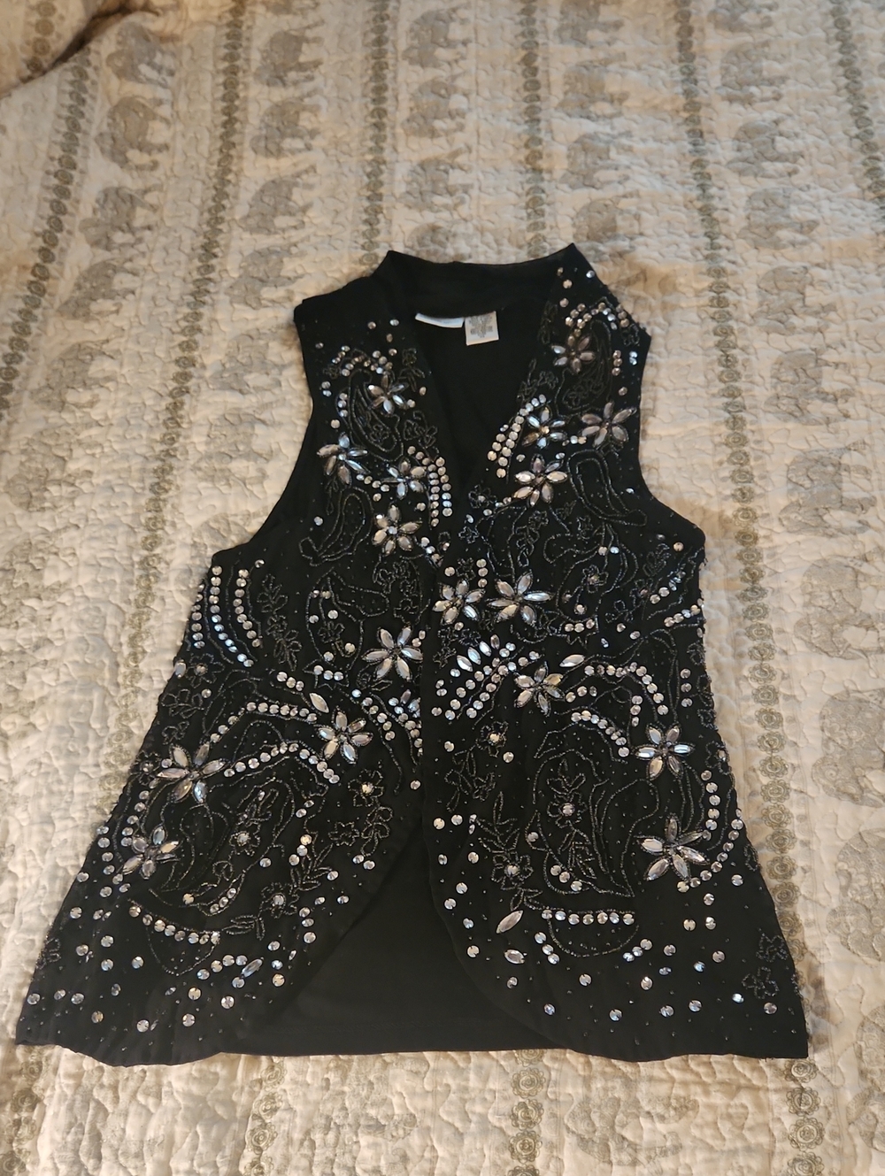 Newport News Black Beaded Vest